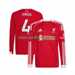 Camisola Liverpool Virgil van Dijk 4 Homem Equipamento Primeiro 2025-2026 Manga Comprida